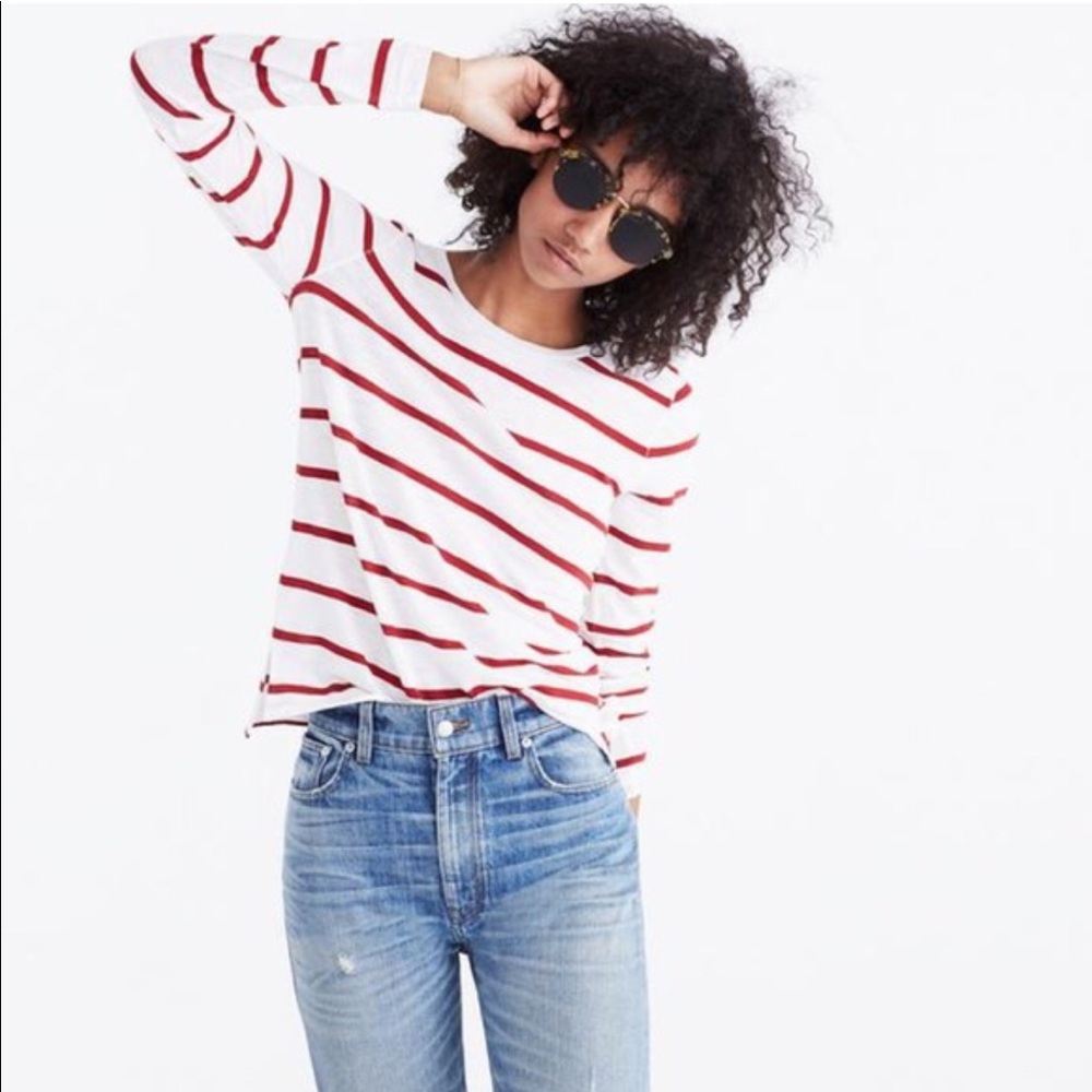 Madewell whisper cotton striped long sleeve tee